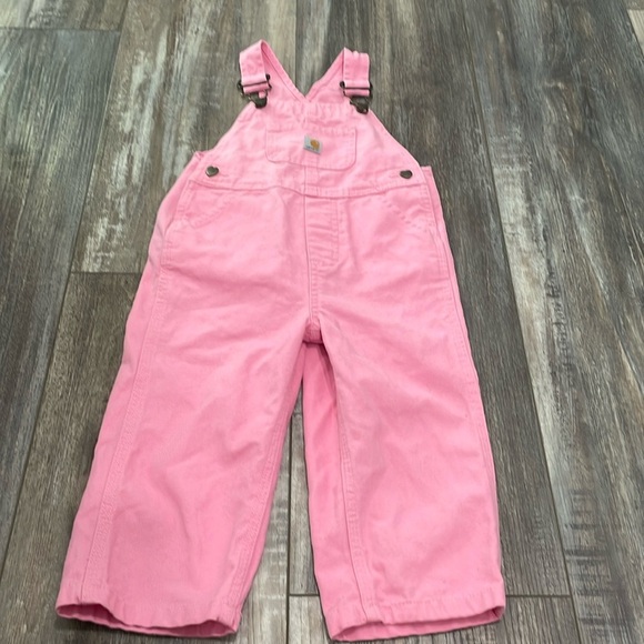 Carhartt Pink Canvas Bib Overalls 2t - Picture 1 of 6